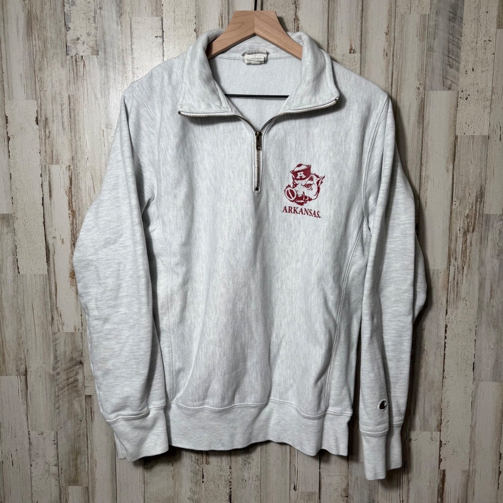Vintage Y2K Champion Reverse Weave Arkansas Quarter Half Zip Sweater Mens Medium